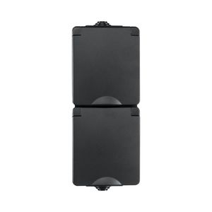 Opbouw Wandcontactdoos 2-voudig Verticaal IP55 Zwart VVE=8