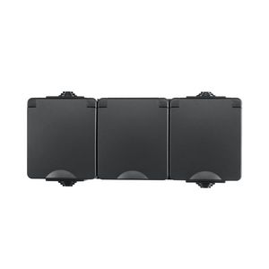Opbouw Wandcontactdoos 3-voudig Horizontaal IP55 Zwart VVE=6