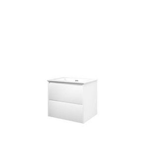 Set Proline porselein Elegant wastafel wit met 1 kraangat onderkast symmetrisch mat wit 60x46cm
