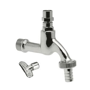 Tapkraan gep. chr. 1/2" bu. incl. slangkop+sleutel