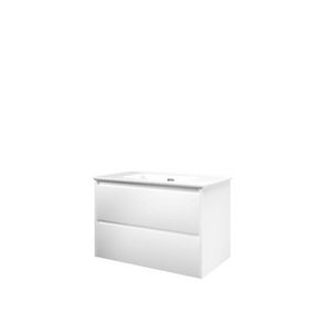 Set Proline porselein Elegant wastafel wit zonder kraangat onderkast symmetrisch mat wit 80x46cm