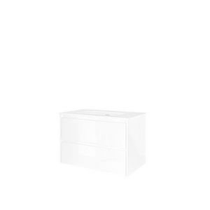 Set Proline porselein Elegant wastafel wit met 1 kraangat onderkast symmetrisch glans wit 80x46cm