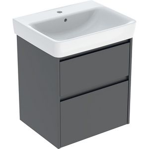 wastafel set met onderkast 2x la 60x69.7x44.6cm Breedte wastafel=60cm Wastafel: wit Corpus Front: lava / gelakt zijdemat