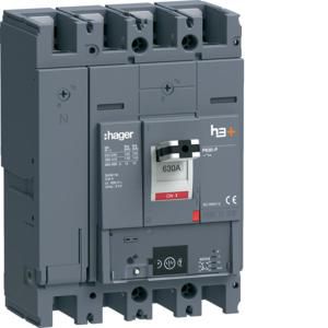 Vermogensautomaat h3+ P630 Energy 4P4D 630A 110kA boutaansl.