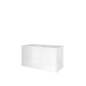 Set Proline porselein Elegant wastafel wit zonder kraangat onderkast symmetrisch glans wit 100x46cm