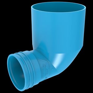 Eindstuk lijm 90° PVC luchtverdeelsysteem VENTIZA blauw Ø125mm x Ø80mm H=100mm mof/mof