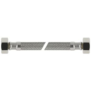 Flex. aansluitslang RVS omvlochten 35cm 1/2"bn.x3/8"bn. KIWA
