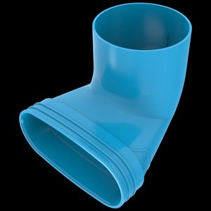 Eindstuk lijm 90° PVC luchtverdeelsysteem VENTIZA blauw (195x80mm) x Ø125mm H=100mm mof/mof