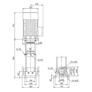Centrifugaalpomp CR45-1 A-F-A-E-HQQE 3x400D 50 Hz