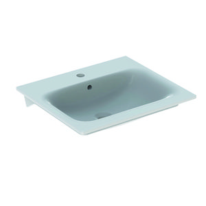 Renova Plan meubelwastafel slim rim 55x48cm met kraangat + overloop wit Geberit