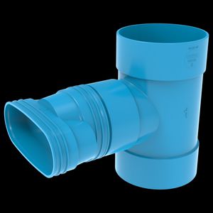 T-stuk lijm 88° PVC luchtverdeelsysteem VENTIZA blauw Ø160mm x (195x80mm) x Ø160mm 3x mof