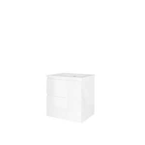 Set Proline porselein Elegant wastafel wit zonder kraangat onderkast asymmetrisch glans wit 60x46cm