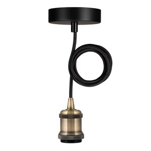 Pendel hanglamp Oslo E27 brons antiek L=1.5m. 2C zwart