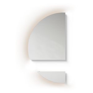 Spiegel Luna 2 delen rechts R90 indirecte led-verlichting dimbaar 3000K Ø1800mm voor meubelhoogte 30cm
