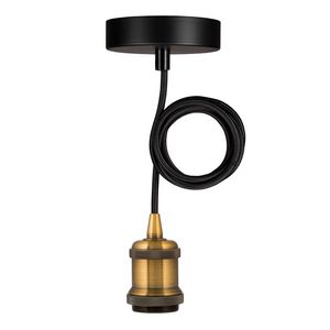 Pendel hanglamp Oslo E27 goud antiek L=1.5m. 2C zwart