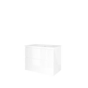 Set Proline porselein Elegant wastafel wit zonder kraangat onderkast asymmetrisch glans wit 80x46cm