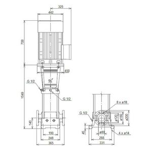 Centrifugaalpomp CR45-12 A-F-A-V-HQQV 3x400/690 50 Hz