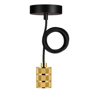 Pendel hanglamp Riga E27 goud L=1.5m. 2C zwart