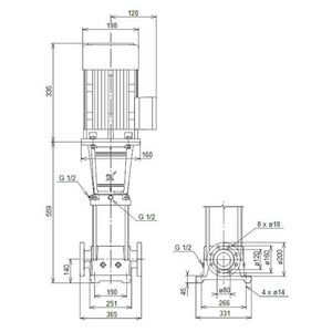 Centrifugaalpomp CRN45-1-1 A-F-G-V-HQQV 3x400D 50 Hz