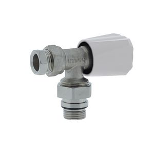 Radiatorkraan 15mm Haaks+knelset 1/2"x15mm witte knop