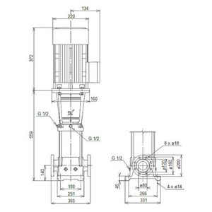 Centrifugaalpomp CRN45-1 A-F-G-V-HQQV 3x400D 50 Hz
