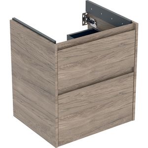 onderkast voor wastafel 2x la 54.6x60.6x44.6cm Breedte wastafel=60cm walnoot hickory / Melamine houtstructuur