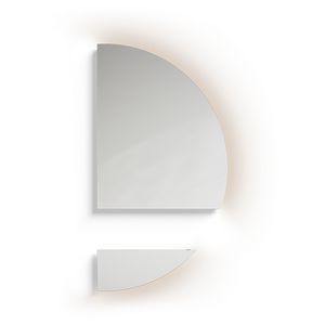 Spiegel Luna 2 delen links R90 indirecte led-verlichting dimbaar 3000K Ø1800mm voor meubelhoogte 30cm