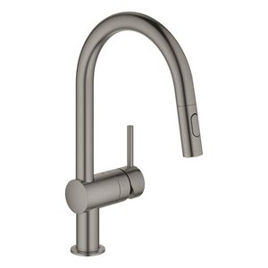 Minta keukenmengkraan c-uitloop hard graphite geborsteld (mat donker grijs) dual straal