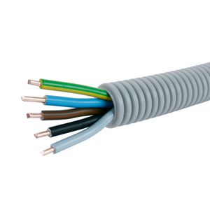 Rol a 100m. voorbedrade flexibele elektrobuis FlexPP grijs 20mm GG/BL/BR/ZW/GR 5x2,5