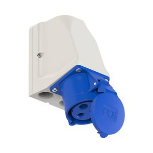 Wandcontactdoos CEE 32A 3p 230V 6h blauw IP44 met doorlus