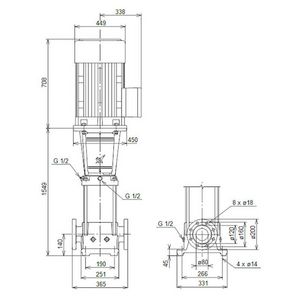 Centrifugaalpomp CRN45-12-2 A-F-G-V-HQQV 3x400D 50 Hz