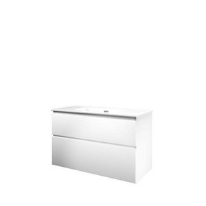 Set Proline porselein Elegant wastafel wit zonder kraangat onderkast asymmetrisch mat wit 100x46cm