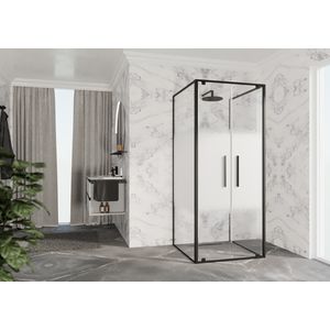 Draaideur 2-del. RIGA 2B 660-690x2000mm Rose-1 motief profiel zwart