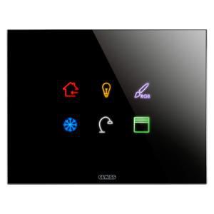ICE TOUCH PLAAT KNX-VAN GLAS-6 AANRAAKGEDEELTES-ZWART
