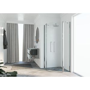 Douchewand Young R2 kwartrond 875-895x2000mm helder chroom