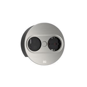 Twist 2 1x 230V RA + 1x USB A/C chrgr 2m RA rond RVS look