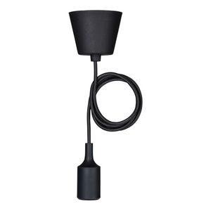 Pendel hanglamp Silicone E27 zwart L=1.5m.