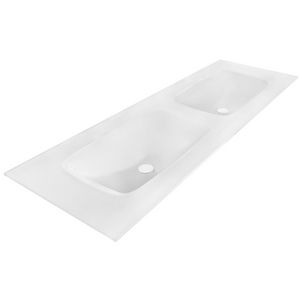 Wastafel 240 glas mat white 120.5x46cm 2x kom zonder kraangaten (i.c.m. meubel)