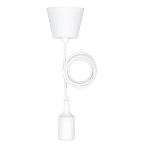 Pendel hanglamp Silicone E27 wit L=1.5m.