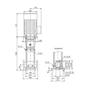 Centrifugaalpomp CRN64-6-2 A-F-G-V-HQQV 3x400/690 50 Hz