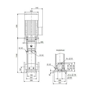 Centrifugaalpomp CRN64-7-1 A-F-G-V-HQQV 3x400/690 50 Hz