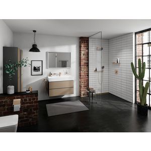 Hoge kast Slate Matt Grey / front patterned bronze 400/360 scharnieren links Xevolos E 54220390