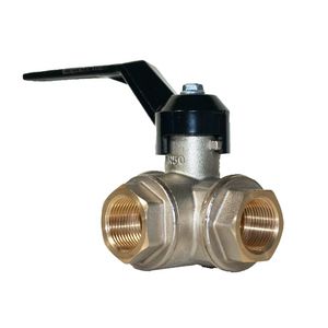 Driewegkogelafsluiter 1" T hendel zwart