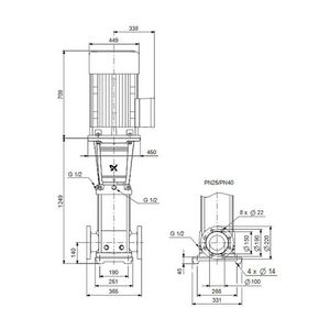 Centrifugaalpomp CRN64-8-1 A-F-G-V-HQQV 3x400/690 50 Hz