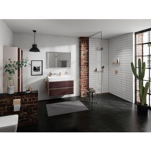 Hoge kast Sand Matt beige / front dark oak 400/360 scharnieren links Xevolos E 54219730