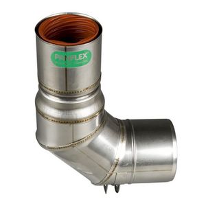 Bocht 60mm RVS 90° Ineen met adapter