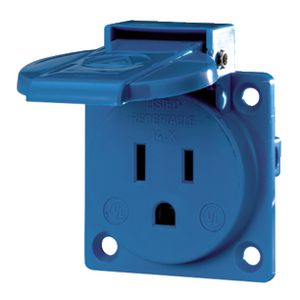 Inbouwwandcontactdoos 15A 2P+A 125V IP44 NEMA blauw