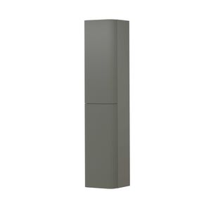 Hoge kast gelakt 2 deurs met afgerond gefreesd front tbv grepen scharnieren links 35cm mat beton groen