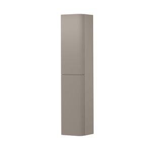 Hoge kast gelakt 2 deurs met afgerond gefreesd front tbv grepen scharnieren links 35cm mat creme cotton