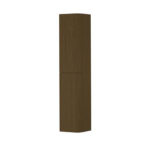 Hoge kast gelakt 2 deurs met afgerond front tbv grepen scharnieren links 35cm shadow veneer